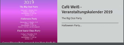 Cafe Weiß - Veranstaltungskalender 2019